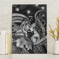 Maori Romantic Valentine Canvas Wall Art The Hongi Kiss Black Galaxy DT05 Without Frame Black - Polynesian Pride