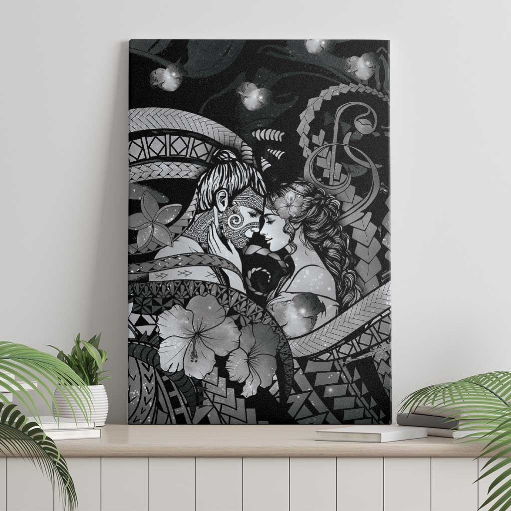 Maori Romantic Valentine Canvas Wall Art The Hongi Kiss Black Galaxy DT05 - Polynesian Pride