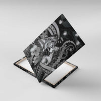 Maori Romantic Valentine Canvas Wall Art The Hongi Kiss Black Galaxy DT05 With Frame Black - Polynesian Pride
