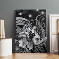 Maori Romantic Valentine Canvas Wall Art The Hongi Kiss Black Galaxy DT05 - Polynesian Pride