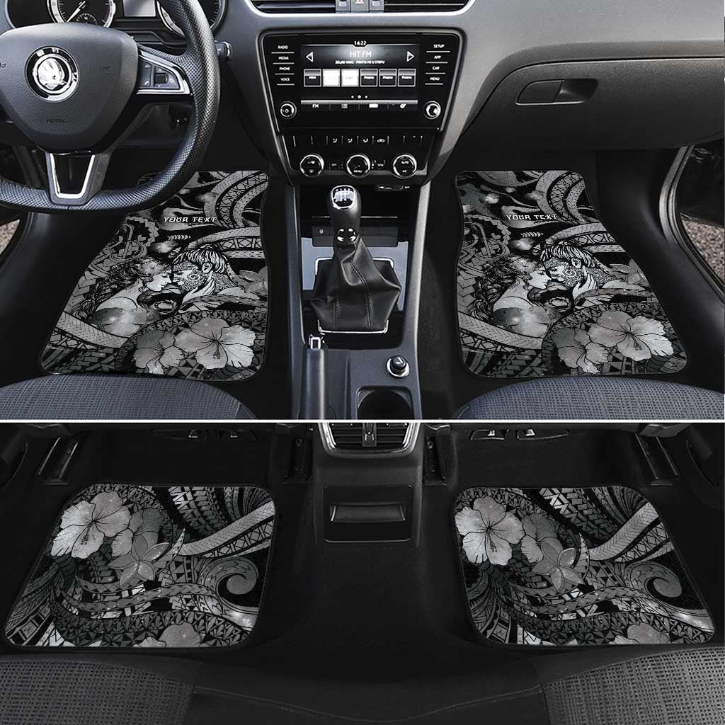 Personalised Maori Romantic Valentine Car Mats The Hongi Kiss Black Galaxy DT05 Set 4pcs Black - Polynesian Pride