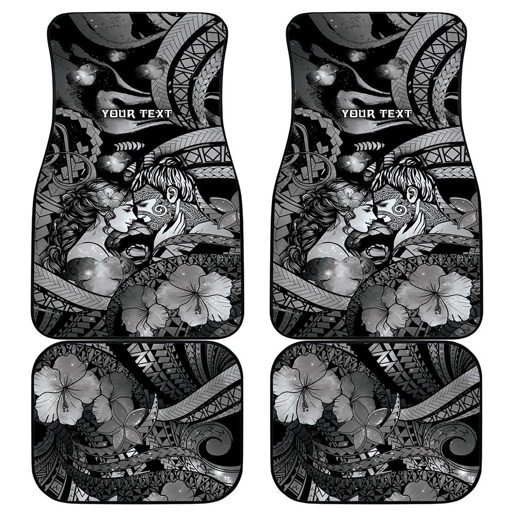 Personalised Maori Romantic Valentine Car Mats The Hongi Kiss Black Galaxy DT05 - Polynesian Pride