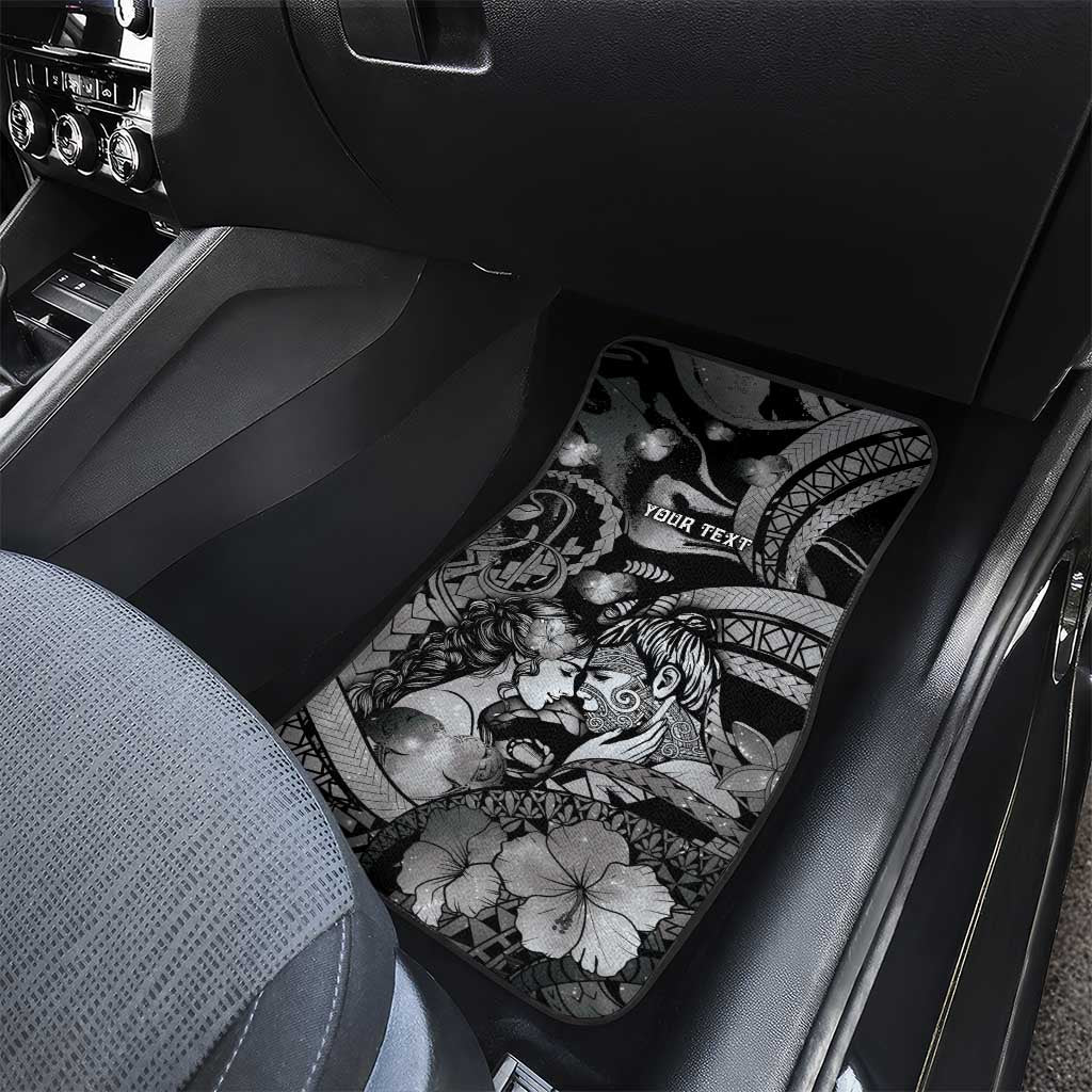 Personalised Maori Romantic Valentine Car Mats The Hongi Kiss Black Galaxy DT05 - Polynesian Pride
