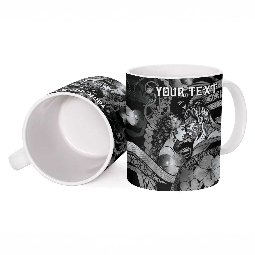 Personalised Maori Romantic Valentine Ceramic Mug The Hongi Kiss Black Galaxy