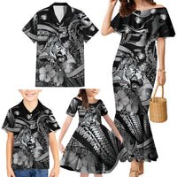 Personalised Maori Romantic Valentine Family Matching Mermaid Dress and Hawaiian Shirt The Hongi Kiss Black Galaxy DT05 - Polynesian Pride