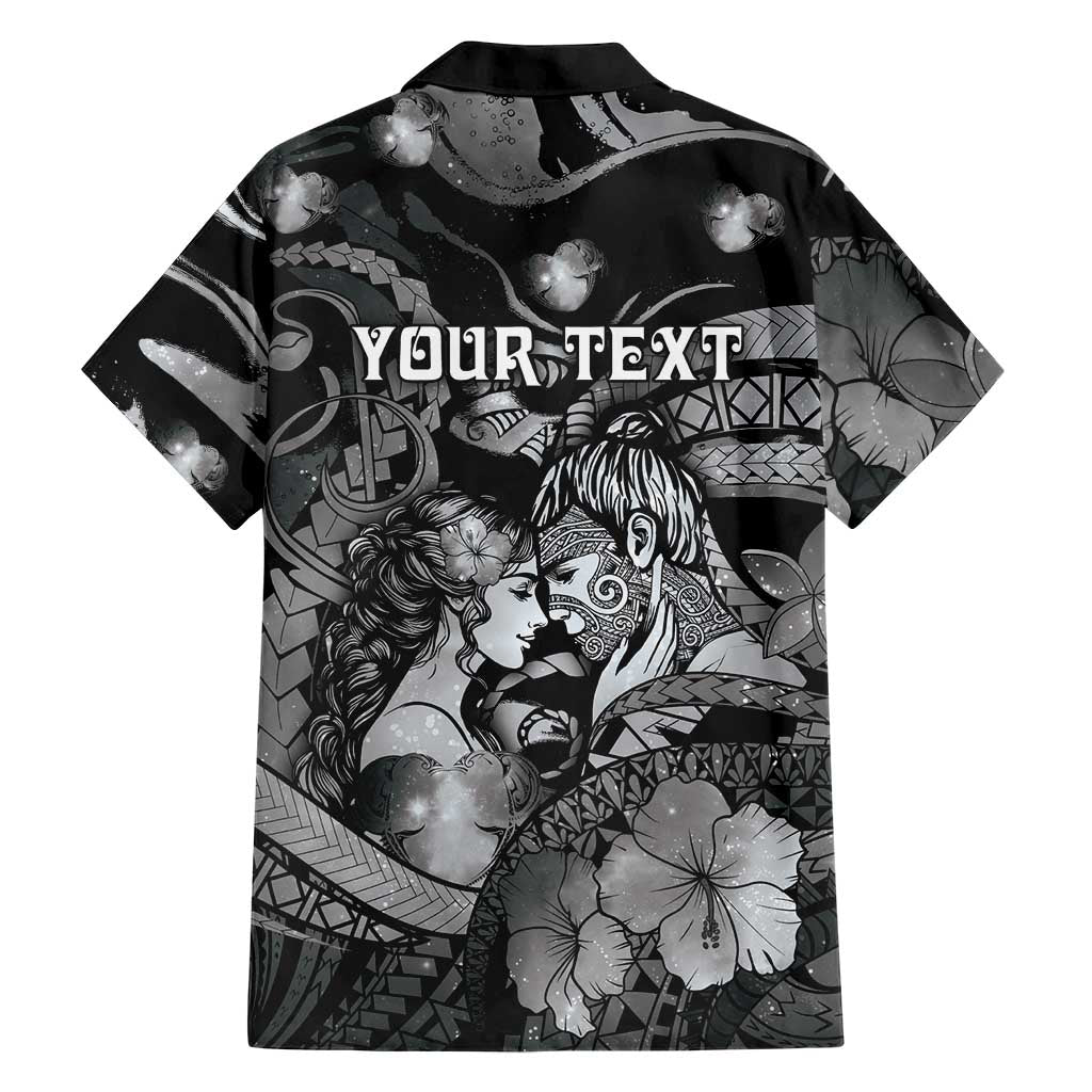 Personalised Maori Romantic Valentine Family Matching Mermaid Dress and Hawaiian Shirt The Hongi Kiss Black Galaxy DT05 - Polynesian Pride