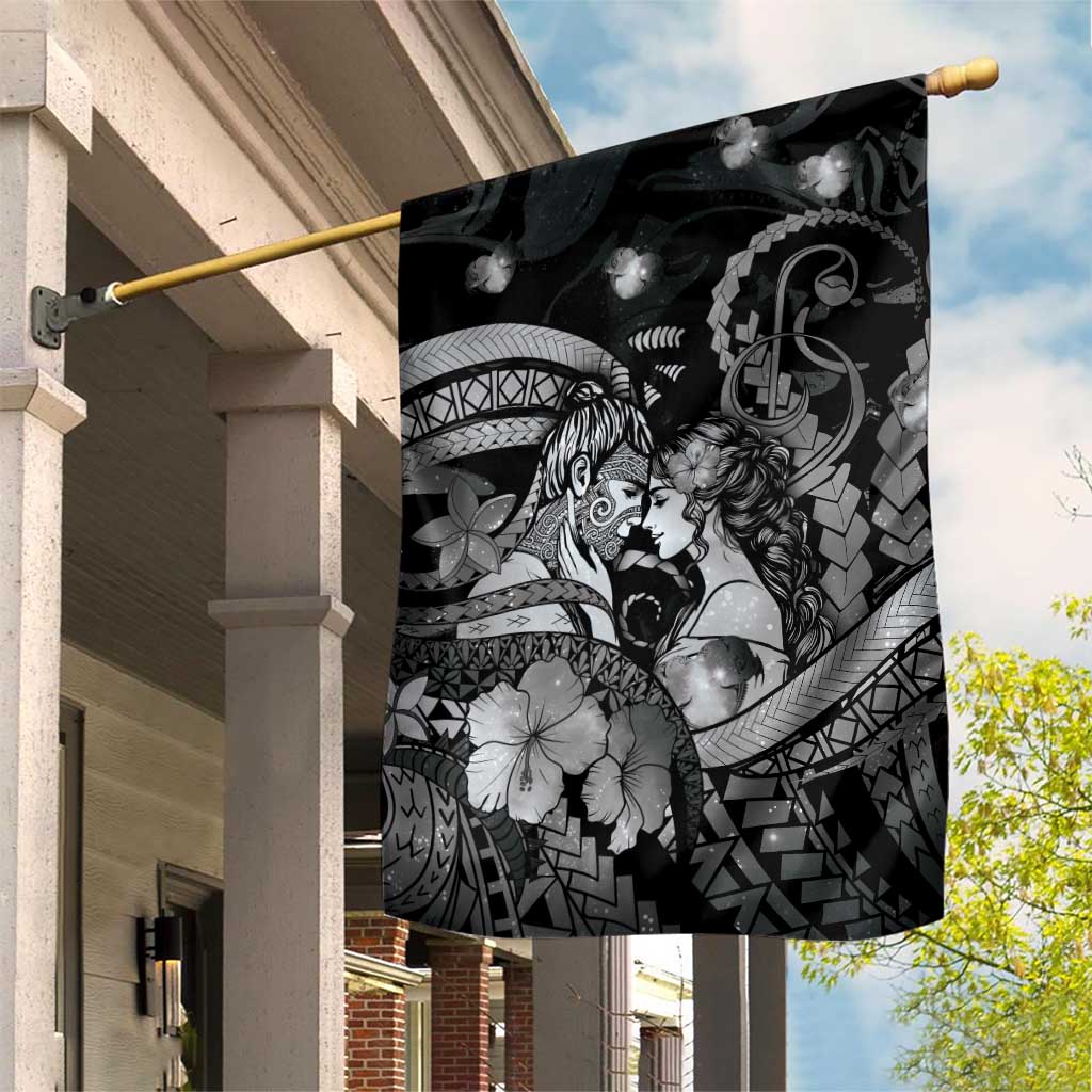 Maori Romantic Valentine Garden Flag The Hongi Kiss Black Galaxy