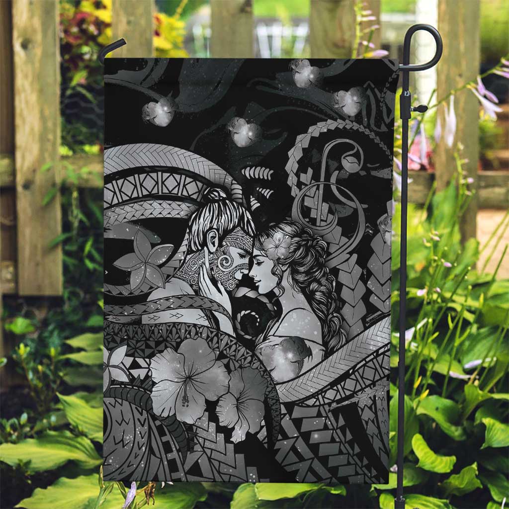Maori Romantic Valentine Garden Flag The Hongi Kiss Black Galaxy