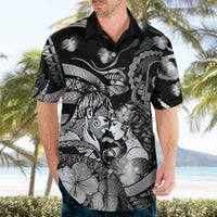 Personalised Maori Romantic Valentine Hawaiian Shirt The Hongi Kiss Black Galaxy