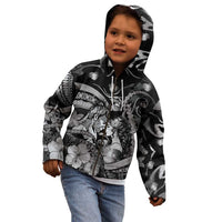 Personalised Maori Romantic Valentine Kid Hoodie The Hongi Kiss Black Galaxy