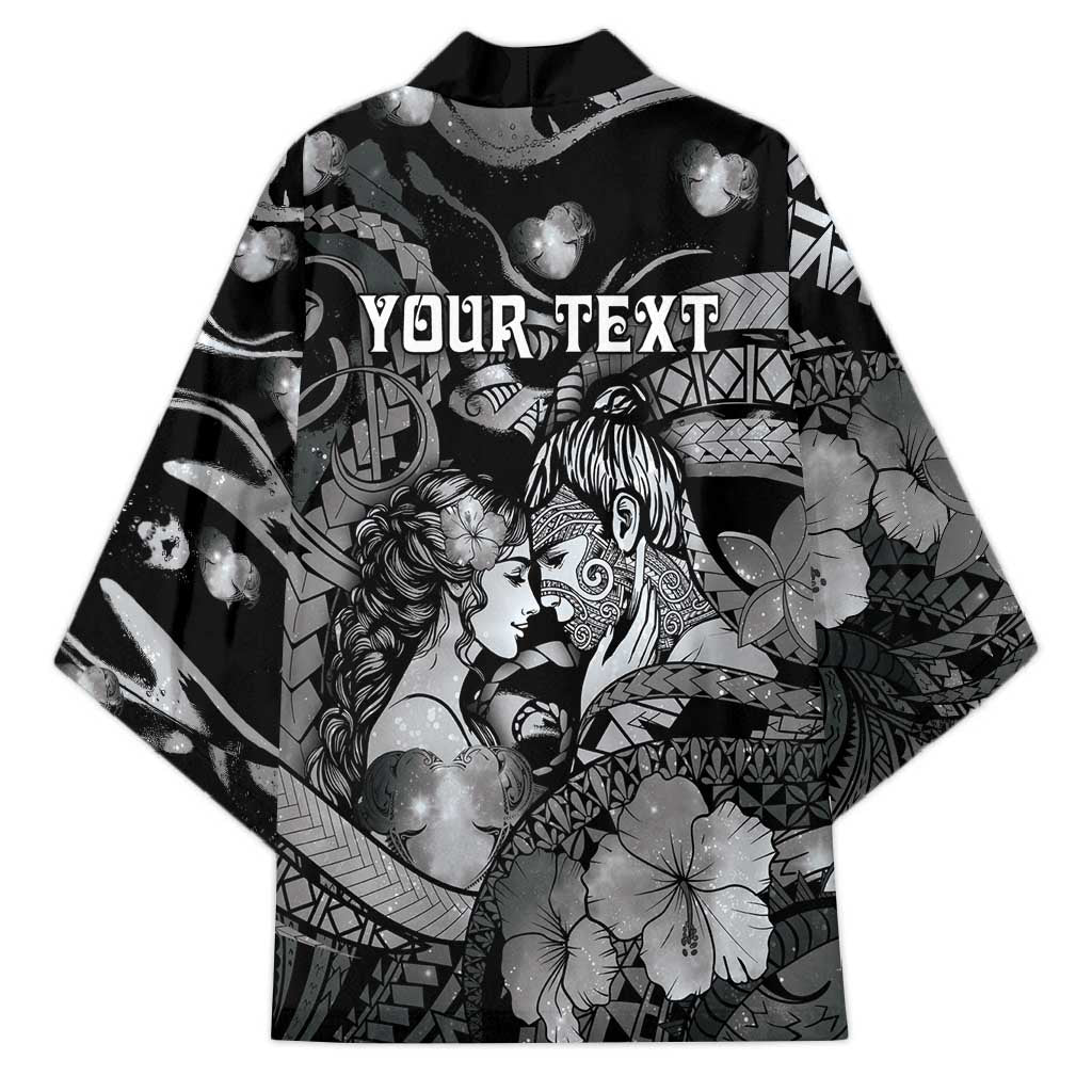 Personalised Maori Romantic Valentine Kimono The Hongi Kiss Black Galaxy