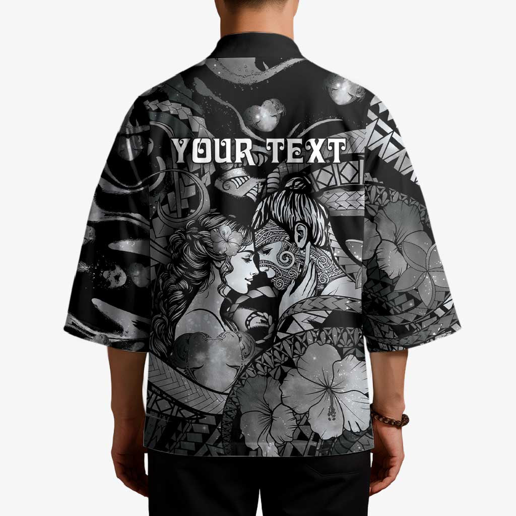 Personalised Maori Romantic Valentine Kimono The Hongi Kiss Black Galaxy