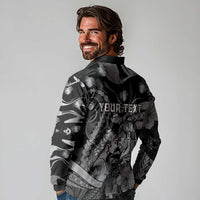 Personalised Maori Romantic Valentine Long Sleeve Polo Shirt The Hongi Kiss Black Galaxy DT05 - Polynesian Pride
