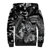 Personalised Maori Romantic Valentine Sherpa Hoodie The Hongi Kiss Black Galaxy DT05 - Polynesian Pride