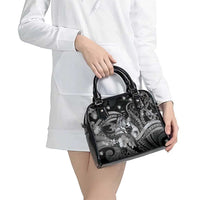 Maori Romantic Valentine Shoulder Handbag The Hongi Kiss Black Galaxy