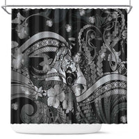 Maori Romantic Valentine Shower Curtain The Hongi Kiss Black Galaxy DT05 Black - Polynesian Pride