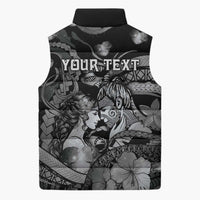 Personalised Maori Romantic Valentine Sleeveless Puffer Jacket The Hongi Kiss Black Galaxy DT05 - Polynesian Pride