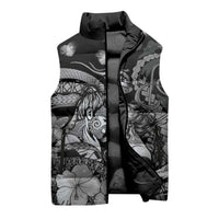 Personalised Maori Romantic Valentine Sleeveless Puffer Jacket The Hongi Kiss Black Galaxy DT05 - Polynesian Pride