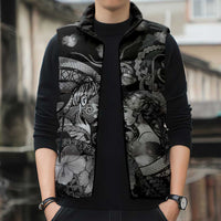 Personalised Maori Romantic Valentine Sleeveless Puffer Jacket The Hongi Kiss Black Galaxy DT05 - Polynesian Pride