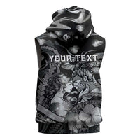 Personalised Maori Romantic Valentine Sleeveless Zip Hoodie The Hongi Kiss Black Galaxy DT05 - Polynesian Pride