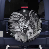 Maori Romantic Valentine Spare Tire Cover The Hongi Kiss Black Galaxy