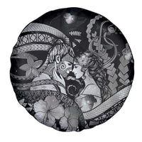 Maori Romantic Valentine Spare Tire Cover The Hongi Kiss Black Galaxy