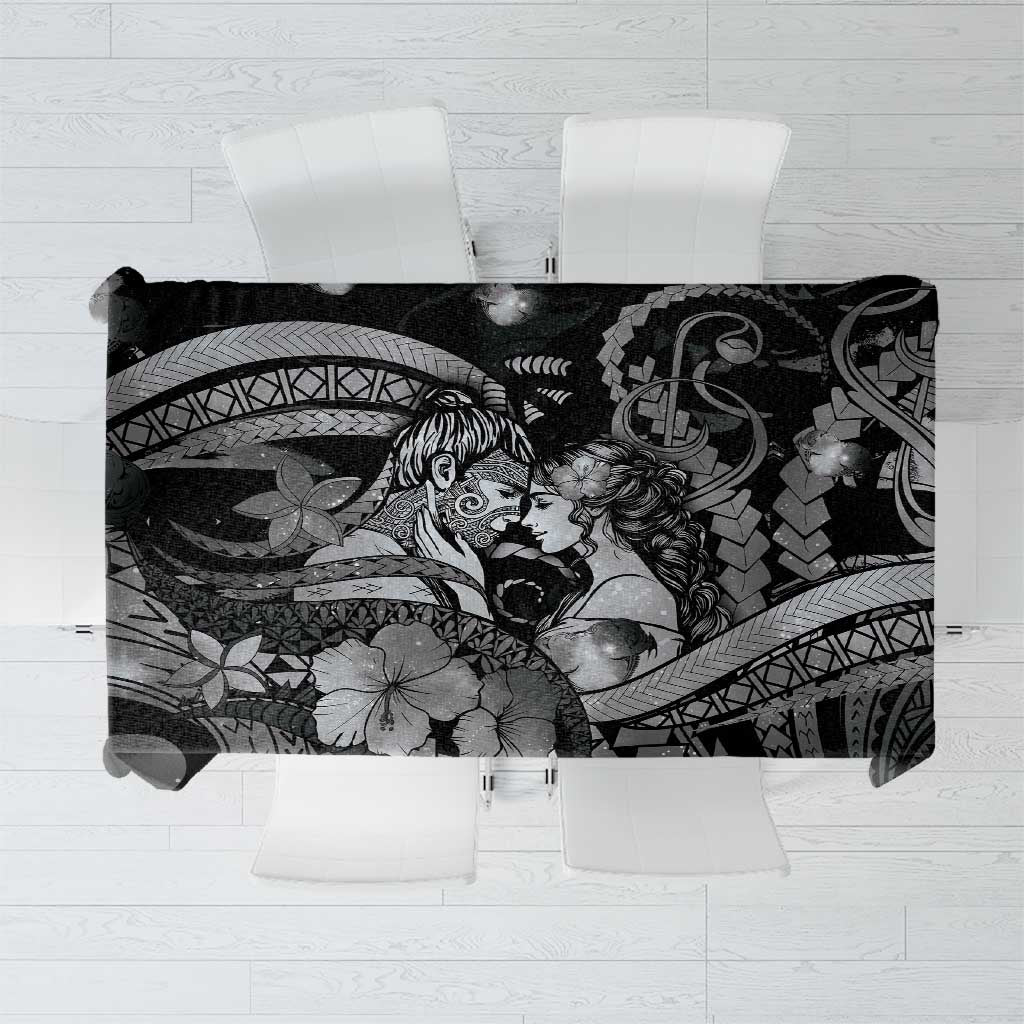 Maori Romantic Valentine Tablecloth The Hongi Kiss Black Galaxy