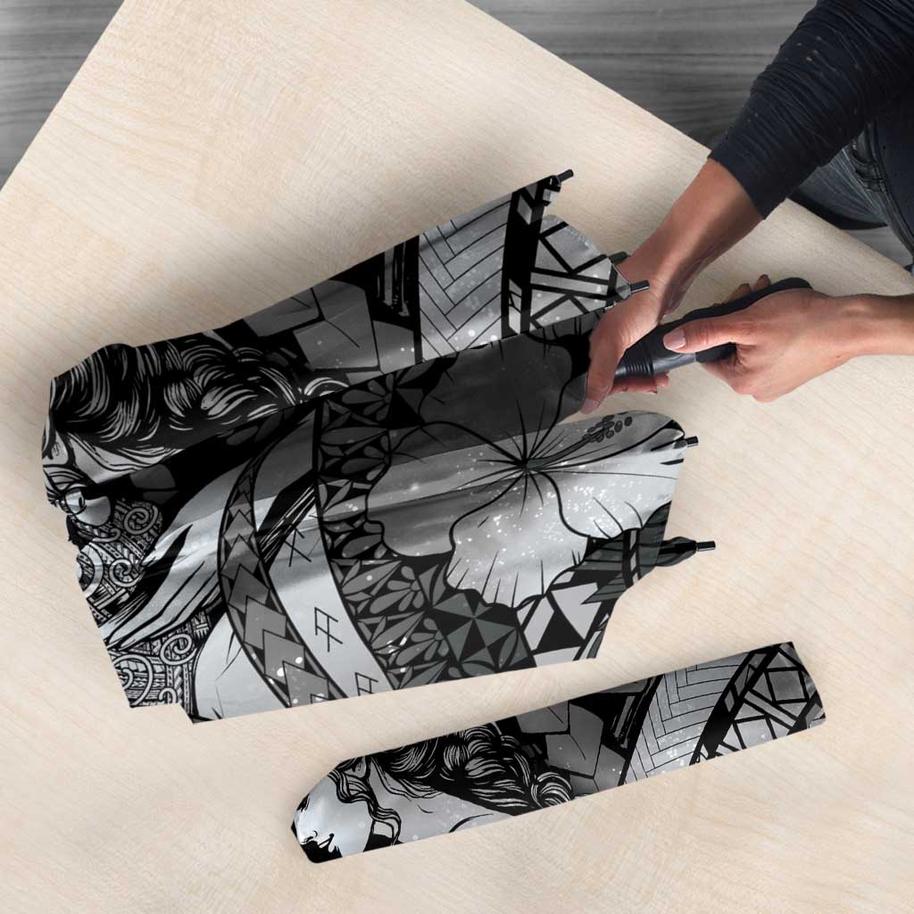 Maori Romantic Valentine Umbrella The Hongi Kiss Black Galaxy