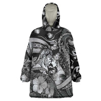 Personalised Maori Romantic Valentine Wearable Blanket Hoodie The Hongi Kiss Black Galaxy DT05 One Size Black - Polynesian Pride