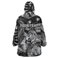 Personalised Maori Romantic Valentine Wearable Blanket Hoodie The Hongi Kiss Black Galaxy DT05 - Polynesian Pride