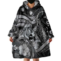 Personalised Maori Romantic Valentine Wearable Blanket Hoodie The Hongi Kiss Black Galaxy DT05 - Polynesian Pride