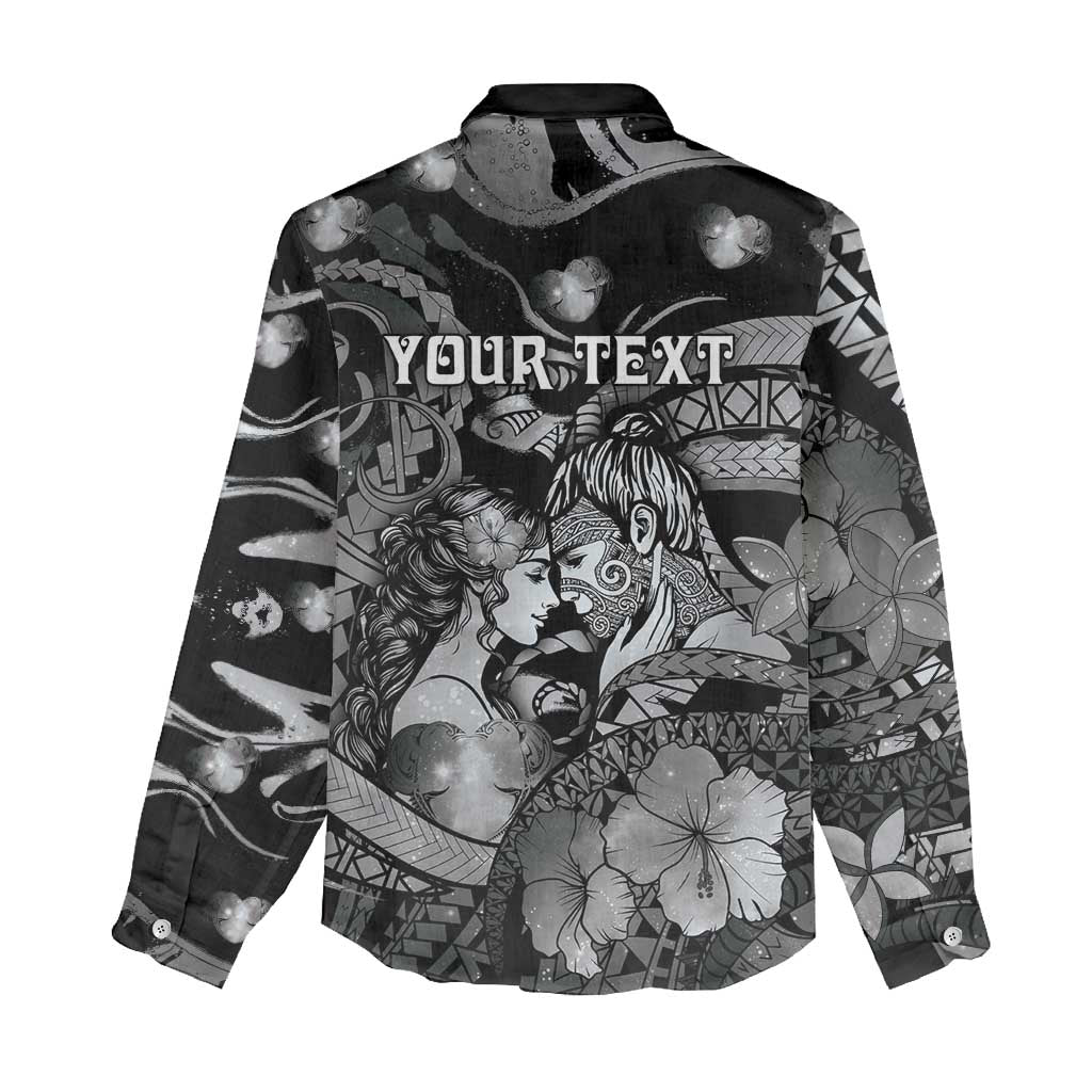Personalised Maori Romantic Valentine Women Casual Shirt The Hongi Kiss Black Galaxy DT05 - Polynesian Pride