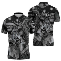 Personalised Maori Romantic Valentine Zipper Polo Shirt The Hongi Kiss Black Galaxy DT05 - Polynesian Pride