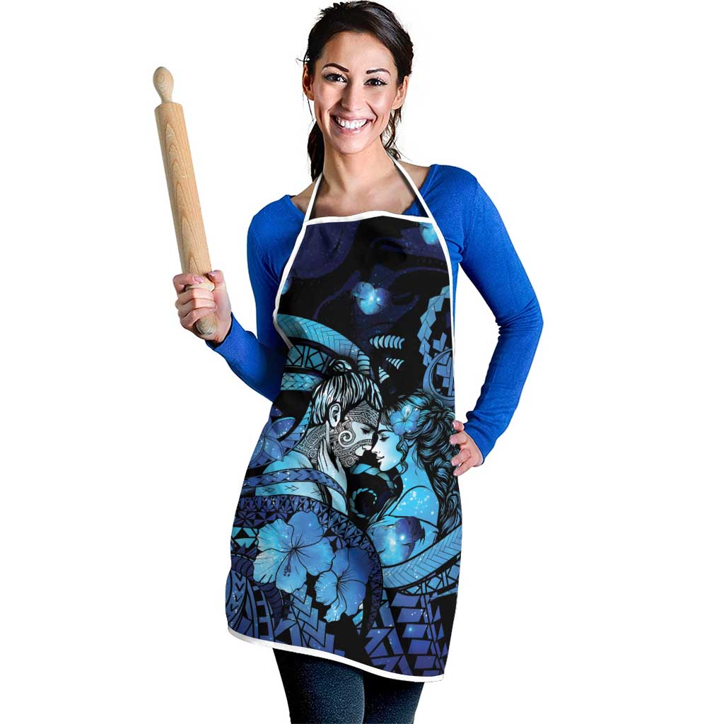 Maori Romantic Valentine Apron The Hongi Kiss Blue Galaxy