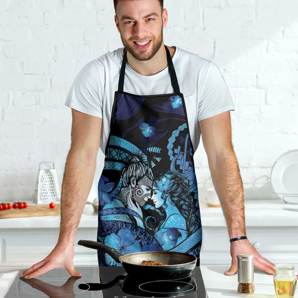 Maori Romantic Valentine Apron The Hongi Kiss Blue Galaxy