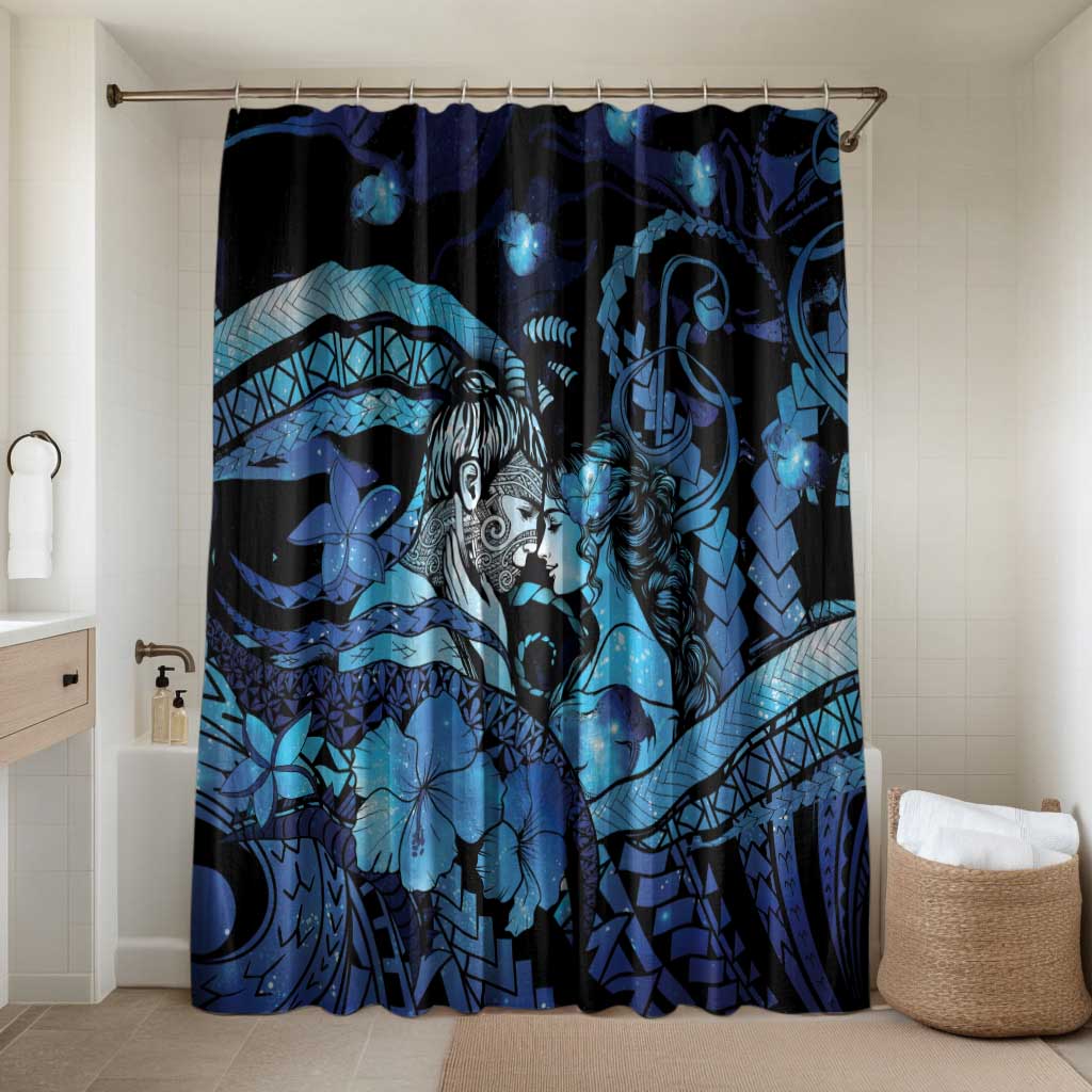 Maori Romantic Valentine Bathroom Set The Hongi Kiss Blue Galaxy