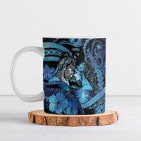 Personalised Maori Romantic Valentine Ceramic Mug The Hongi Kiss Blue Galaxy