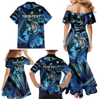 Personalised Maori Romantic Valentine Family Matching Mermaid Dress and Hawaiian Shirt The Hongi Kiss Blue Galaxy DT05 - Polynesian Pride