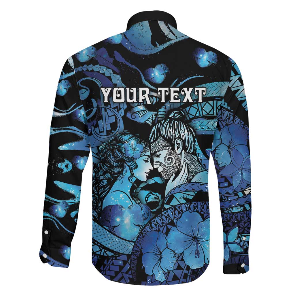 Personalised Maori Romantic Valentine Family Matching Mermaid Dress and Hawaiian Shirt The Hongi Kiss Blue Galaxy DT05 - Polynesian Pride