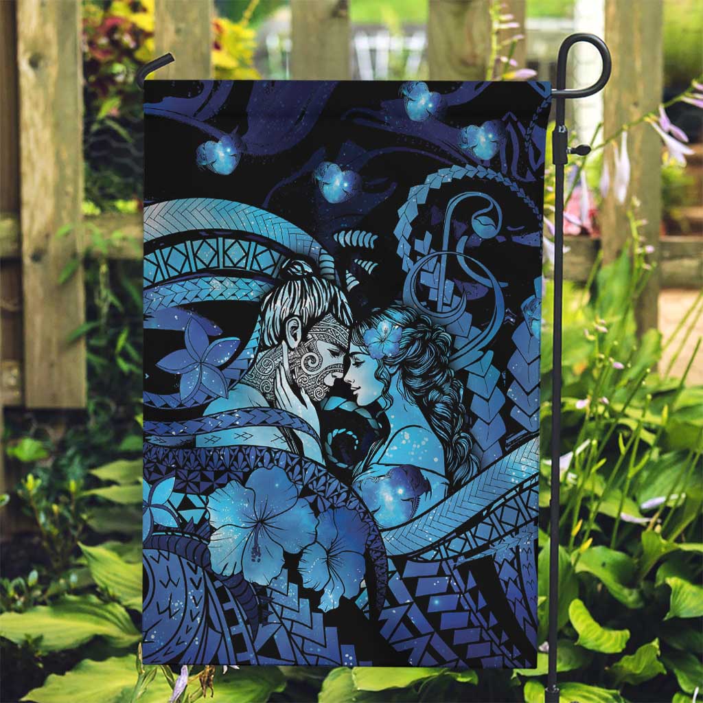 Maori Romantic Valentine Garden Flag The Hongi Kiss Blue Galaxy