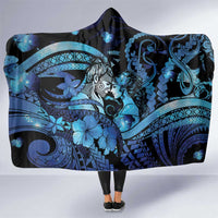 Maori Romantic Valentine Hooded Blanket The Hongi Kiss Blue Galaxy DT05 One Size Blue - Polynesian Pride
