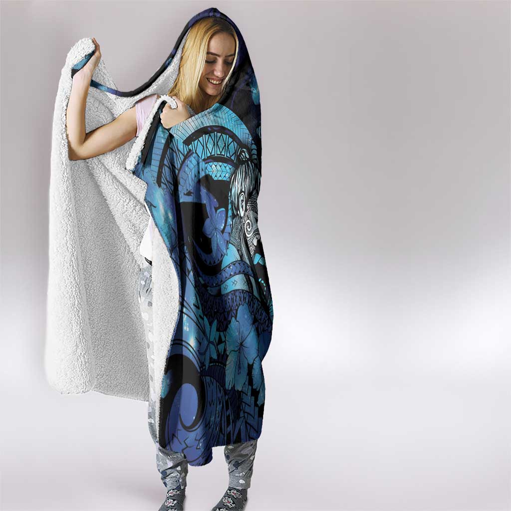 Maori Romantic Valentine Hooded Blanket The Hongi Kiss Blue Galaxy DT05 - Polynesian Pride