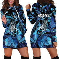 Personalised Maori Romantic Valentine Hoodie Dress The Hongi Kiss Blue Galaxy DT05 - Polynesian Pride