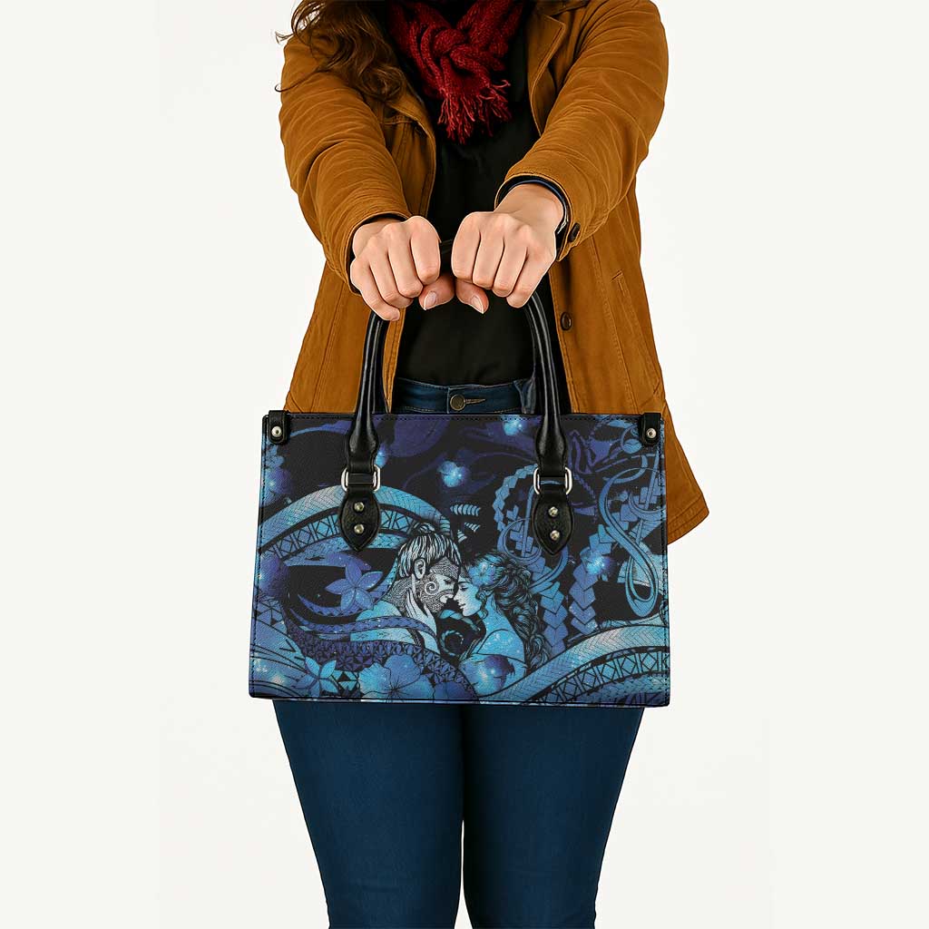 Maori Romantic Valentine Leather Bag The Hongi Kiss Blue Galaxy DT05 - Polynesian Pride