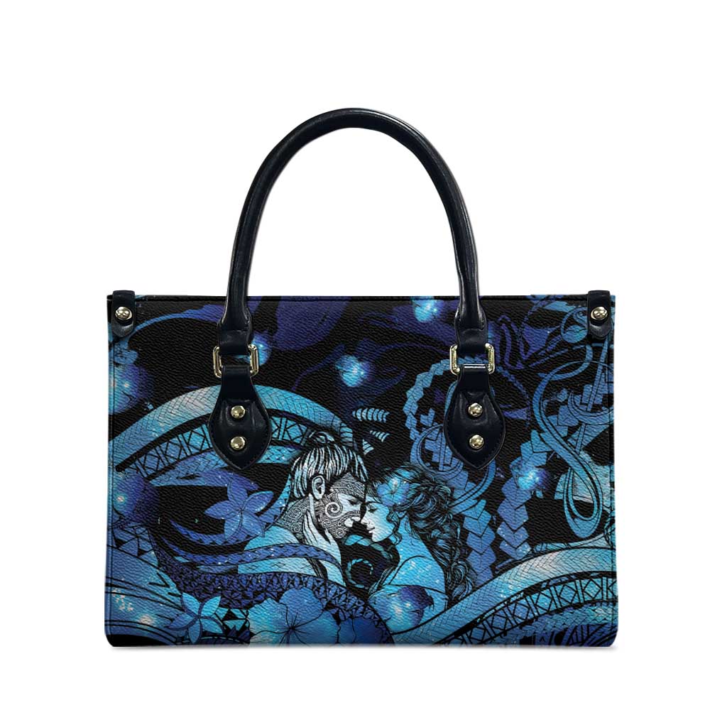 Maori Romantic Valentine Leather Bag The Hongi Kiss Blue Galaxy DT05 - Polynesian Pride