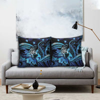 Maori Romantic Valentine Pillow Cover The Hongi Kiss Blue Galaxy