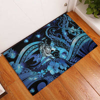Maori Romantic Valentine Rubber Doormat The Hongi Kiss Blue Galaxy