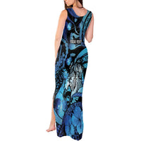Personalised Maori Romantic Valentine Tank Maxi Dress The Hongi Kiss Blue Galaxy