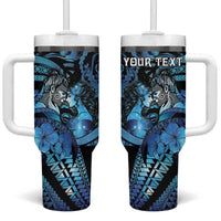 Personalised Maori Romantic Valentine Tumbler With Handle The Hongi Kiss Blue Galaxy