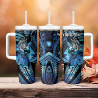 Personalised Maori Romantic Valentine Tumbler With Handle The Hongi Kiss Blue Galaxy